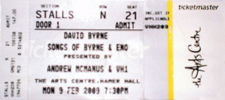 David Byrne concert ticket