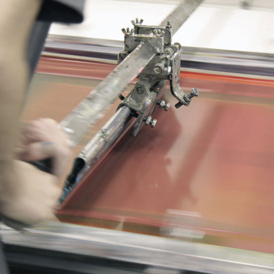 Brian Eno supervising the printing process